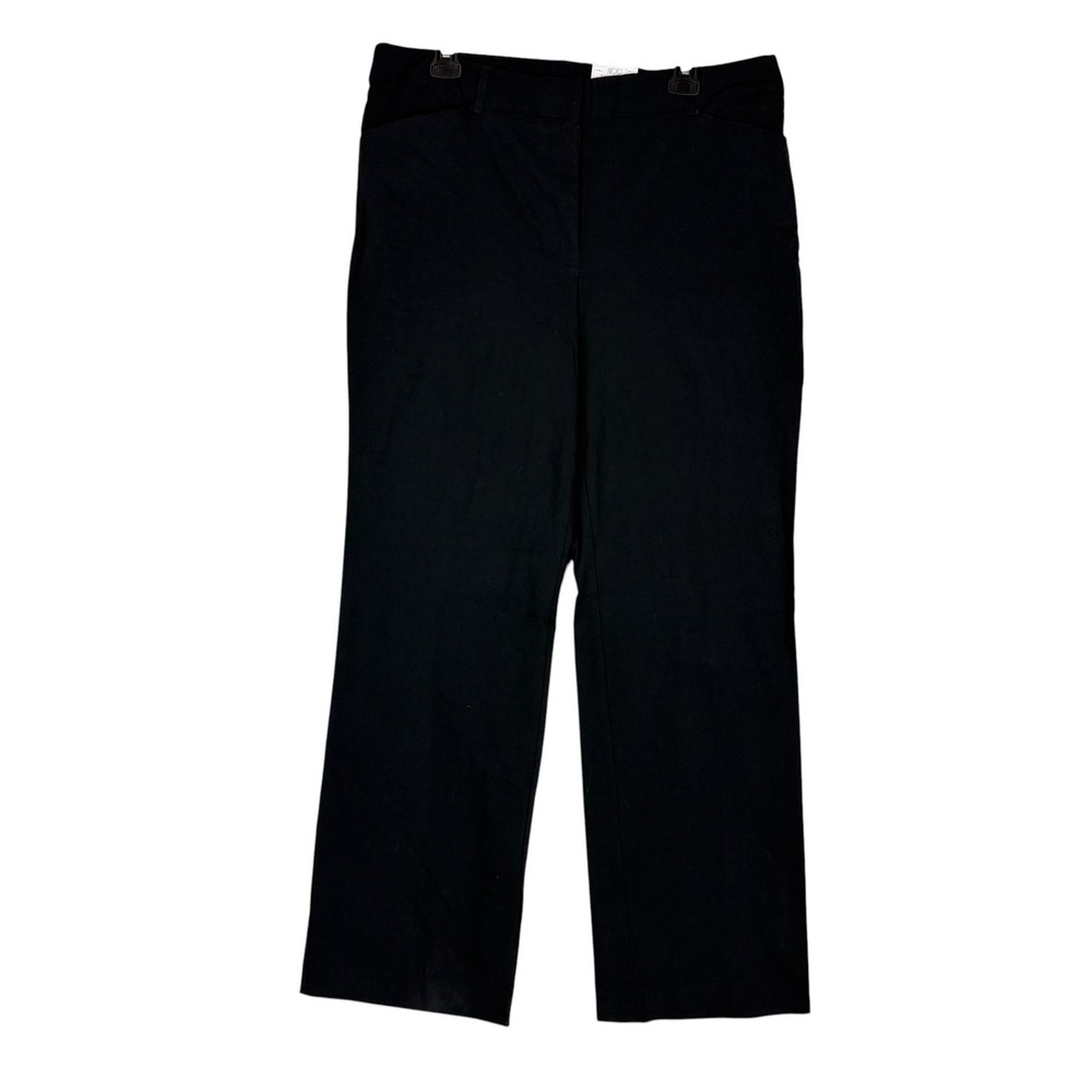 Time And Tru Pants Womens 16 Black Straight Leg Dress Ponte Stretch Work Career